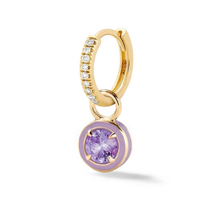 925 Silver Enamel CZ Pink Purple Round Pendant Hoop Earrings Women Girl Jewelry