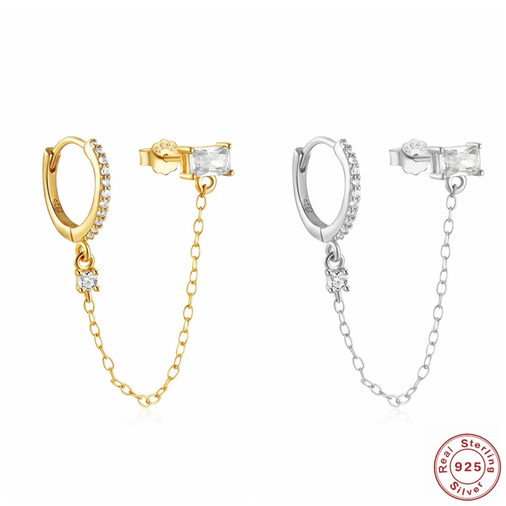 925 Silver Tassel Earring Women Ear Studs Crystal Earings Party Gift