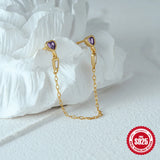 925 Silver Tassel Earring Women Ear Studs Crystal Earings Party Gift