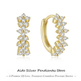 925 Silver CZ Hoop Earrings for Women Minimalist Charm Party Jewelry