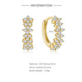 925 Silver CZ Hoop Earrings for Women Minimalist Charm Party Jewelry