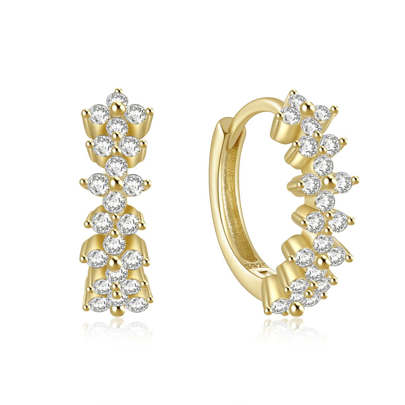 925 Silver CZ Hoop Earrings for Women Minimalist Charm Party Jewelry