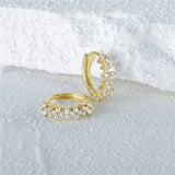 925 Silver CZ Hoop Earrings for Women Minimalist Charm Party Jewelry