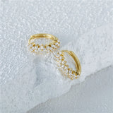 925 Silver CZ Hoop Earrings for Women Minimalist Charm Party Jewelry