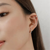 925 Silver CZ Hoop Earrings for Women Minimalist Charm Party Jewelry