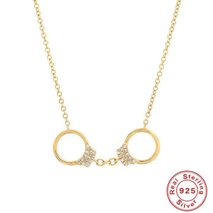 925 Silver Geometric Punk Spike Zircon Pendant Chain Necklace