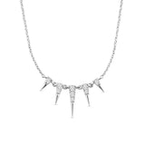 925 Silver Geometric Punk Spike Zircon Pendant Chain Necklace