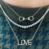 925 Silver Geometric Punk Spike Zircon Pendant Chain Necklace