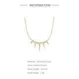 925 Silver Geometric Punk Spike Zircon Pendant Chain Necklace
