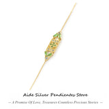 925 Silver Geometry Crystal Bracelet Light Green Birthday Gift