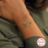 925 Silver Geometry Crystal Bracelet Light Green Birthday Gift