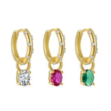 925 Silver Green & Red Zircon 10mm Earring For Women - Delicate Jewelry
