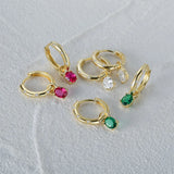 925 Silver Green & Red Zircon 10mm Earring For Women - Delicate Jewelry