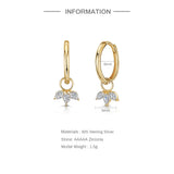 925 Silver Zircon Pendant Drop Earrings Women's Jewelry