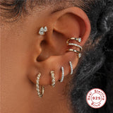925 Silver Huggie Hoop Earring Six Styles Cartiluge Earrings Silver