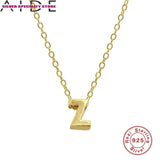 925 Silver Initial Letter Pendant Necklace A-Z Alphabet Collares Fine Jewelry
