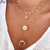 925 Silver Initial Letter Pendant Necklace A-Z Alphabet Collares Fine Jewelry