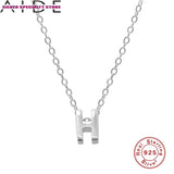 925 Silver Initial Letter Pendant Necklace A-Z Alphabet Collares Fine Jewelry