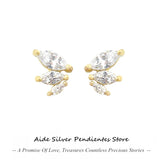 925 Silver Horse Eye Stud Earrings 18k Plated