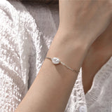 925 Silver Irregular Pearl Women's Bracelet Paper Clip Double Combo Bracelets