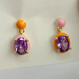 925 Silver Egg-Shaped Zircon Enamel Earrings