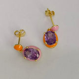 925 Silver Egg-Shaped Zircon Enamel Earrings