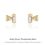 925 Sterling Silver Geometric Zircon Stud Earrings