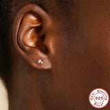 925 Sterling Silver Geometric Zircon Stud Earrings