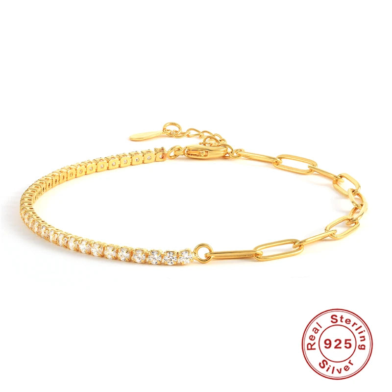 925 Silver CZ Tennis Bracelet for Women Girls