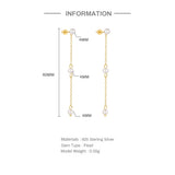 925 Silver Tassel Pearl Drop Earrings Gift Bijoux Jewelry