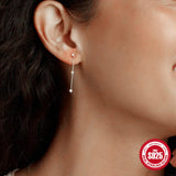 925 Silver Tassel Pearl Drop Earrings Gift Bijoux Jewelry
