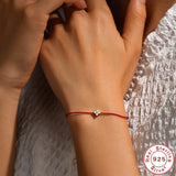 925 Silver Couple Bracelet Geometric Zircon Weaving Rope Women Christmas Gift
