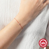 925 Silver Couple Bracelet Geometric Zircon Weaving Rope Women Christmas Gift
