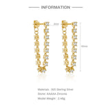 925 Silver Multicolor Zircon Tassel Stud Earrings for Women