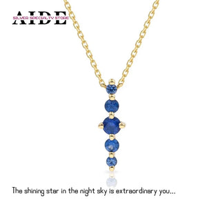 925 Silver Marquise Sapphire Charm Pendant Necklace Women Clavicle Chains