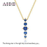 925 Silver Marquise Sapphire Charm Pendant Necklace Women Clavicle Chains