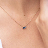925 Silver Marquise Sapphire Charm Pendant Necklace Women Clavicle Chains