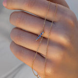 925 Silver Marquise Sapphire Charm Pendant Necklace Women Clavicle Chains