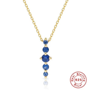 925 Silver Marquise Sapphire Charm Pendant Necklace Women Clavicle Chains