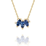 925 Silver Marquise Sapphire Charm Pendant Necklace Women Clavicle Chains