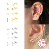 925 Silver Mini Star Triangle Stud Earrings Woman Earring Diamond Jewelry