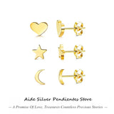 925 Silver Mini Star Triangle Stud Earrings Woman Earring Diamond Jewelry