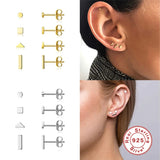 925 Silver Mini Star Triangle Stud Earrings Woman Earring Diamond Jewelry