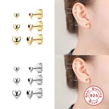 925 Silver Mini Star Triangle Stud Earrings Woman Earring Diamond Jewelry