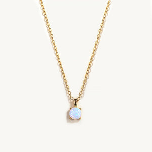 925 Silver Opal Round Pendant Choker Necklace for Women Girls