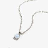 925 Silver Opal Round Pendant Choker Necklace for Women Girls