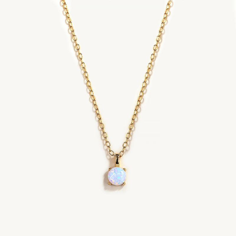 925 Silver Opal Round Pendant Choker Necklace for Women Girls