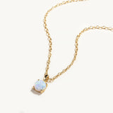 925 Silver Opal Round Pendant Choker Necklace for Women Girls