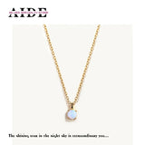 925 Silver Opal Round Pendant Choker Necklace for Women Girls