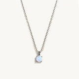 925 Silver Opal Round Pendant Choker Necklace for Women Girls